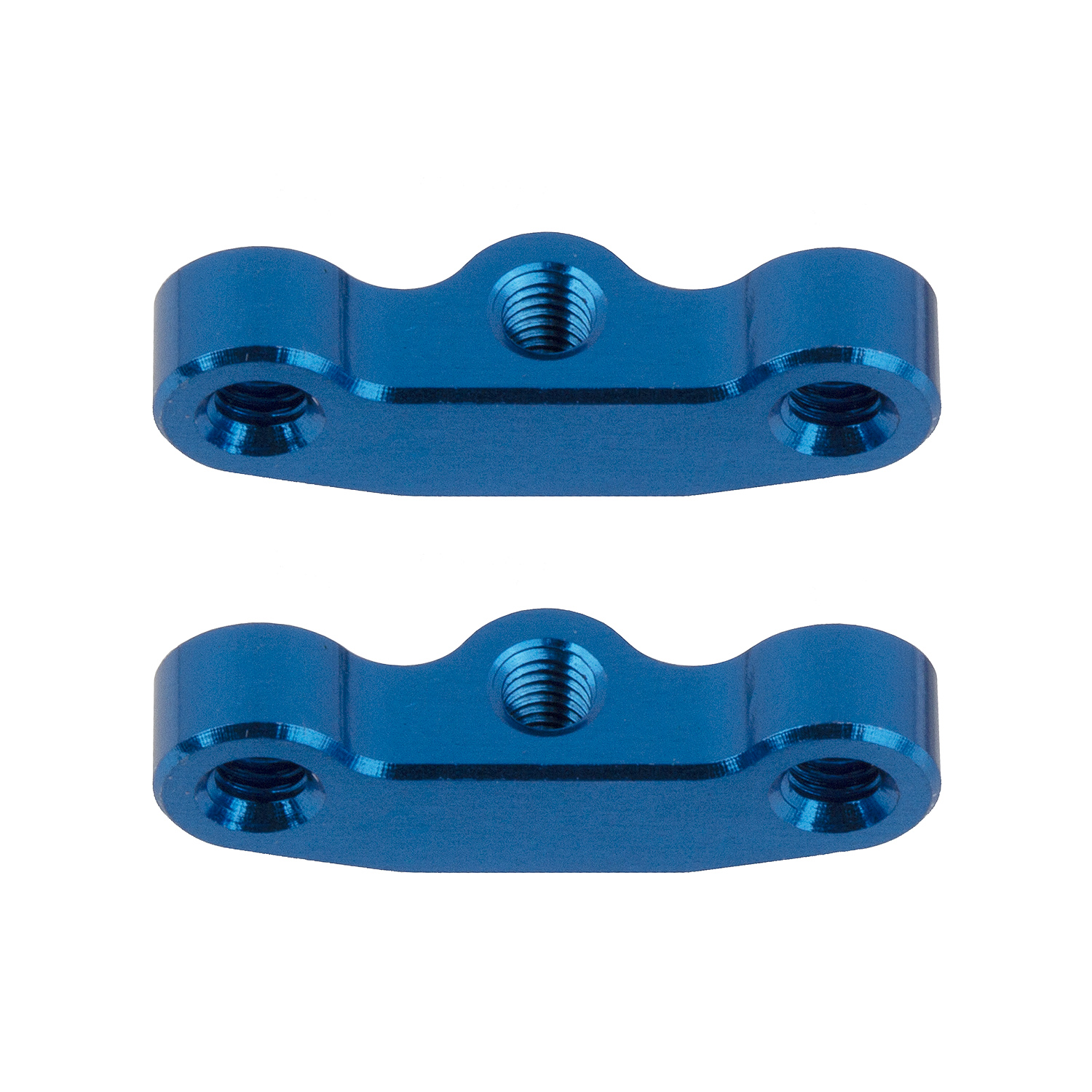 RC10B7 Hub Link Mounts, +1mm, blue aluminum