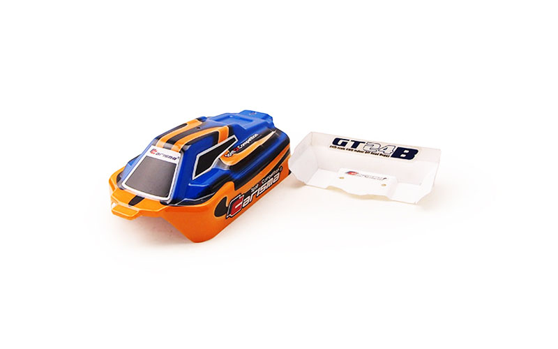 GT24B Painted and Decorated Buggy Body: Orange / Blue