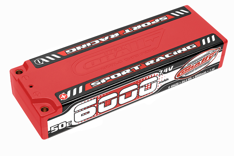 6000mAh 7.4v 2S 50C Hardcase Sport Racing LiPo Battery -