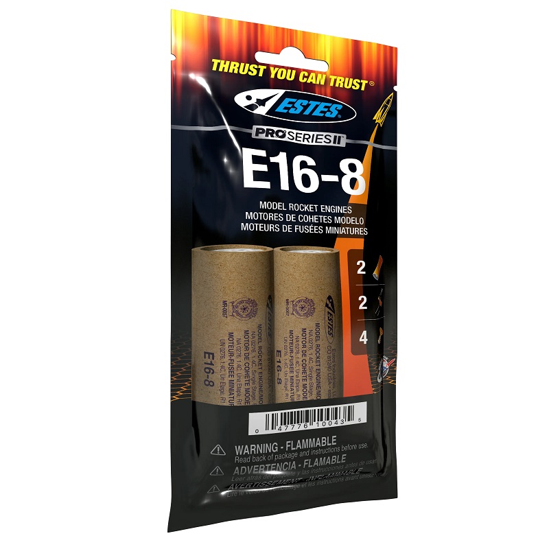 E16-8 29mm Model Rocket Engines, (2pk)