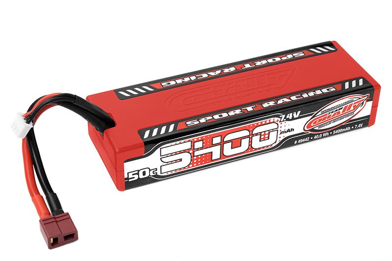 5400mAh 7.4v 2S 50C Hardcase Sport Racing LiPo Battery with