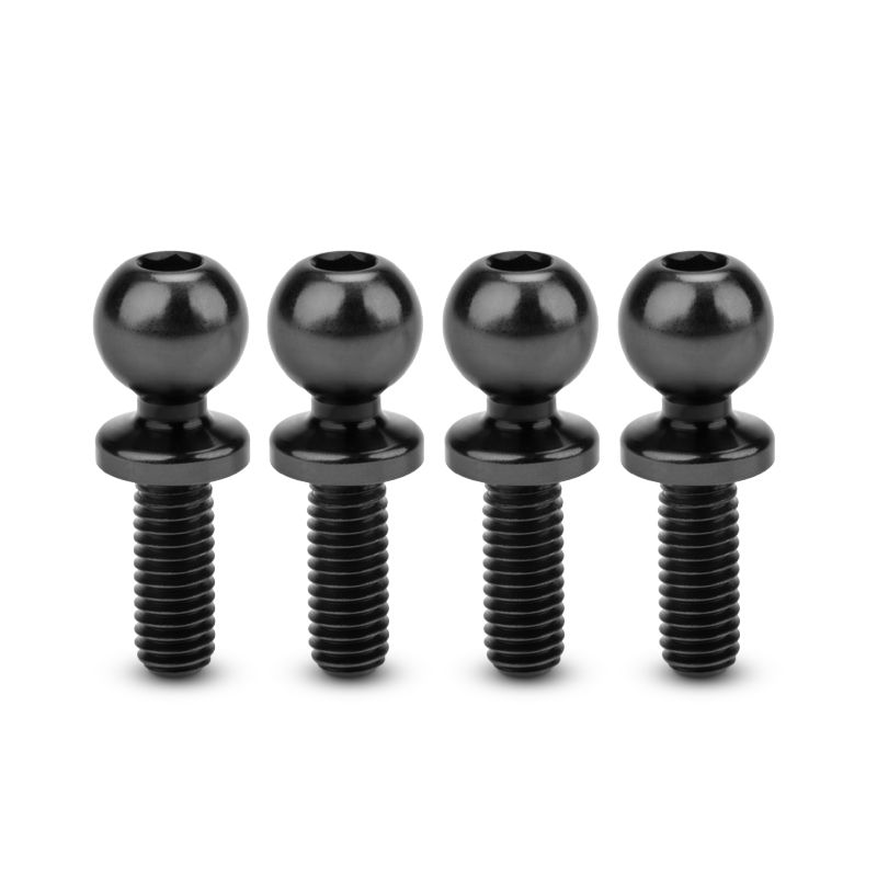 5.5 x 8mm Revolved Titanium Ball-Stud, Stealth Black, 4pc, Fits RC10B7, B6, T6, SC6, DR10, SR10