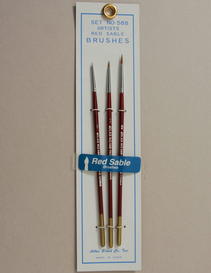 Red Sable Brush Set in 3 Sizes 0, 5/0, 10/0