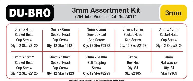 3mm Hardware Assortment Kit, 264pcs