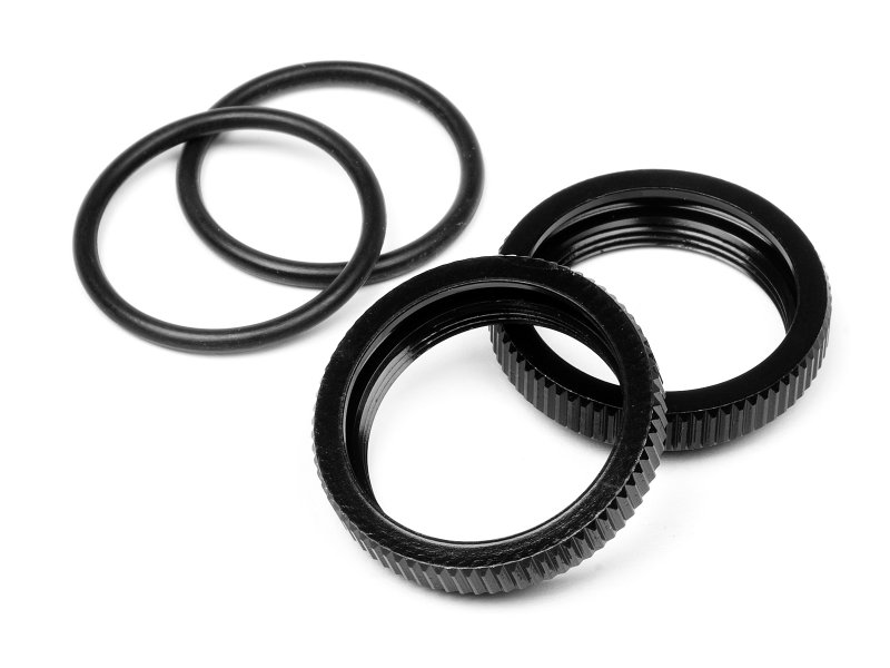 Big Bore Shock Spring Adjust Nut (Black/2pcs) Vorza Flux